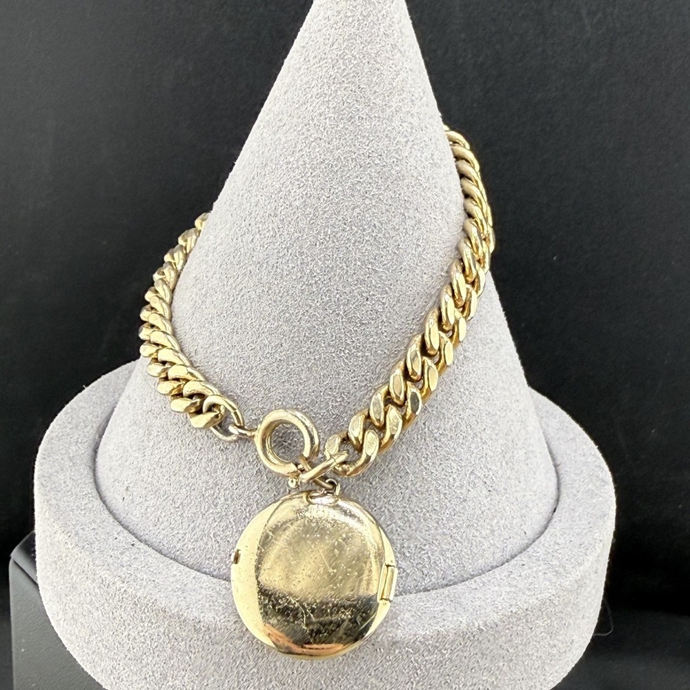 Vintage‎ Locket Bracelet Gold Tone Photo 6.5"